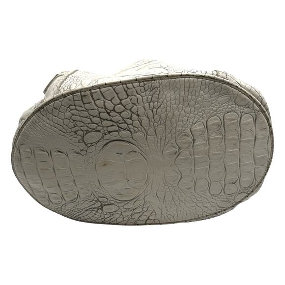 Brahmin Dee Dee Grotto Pearl OffWhite Drawstring Melbourne Croc Embossed Leather - Picture 4 of 16